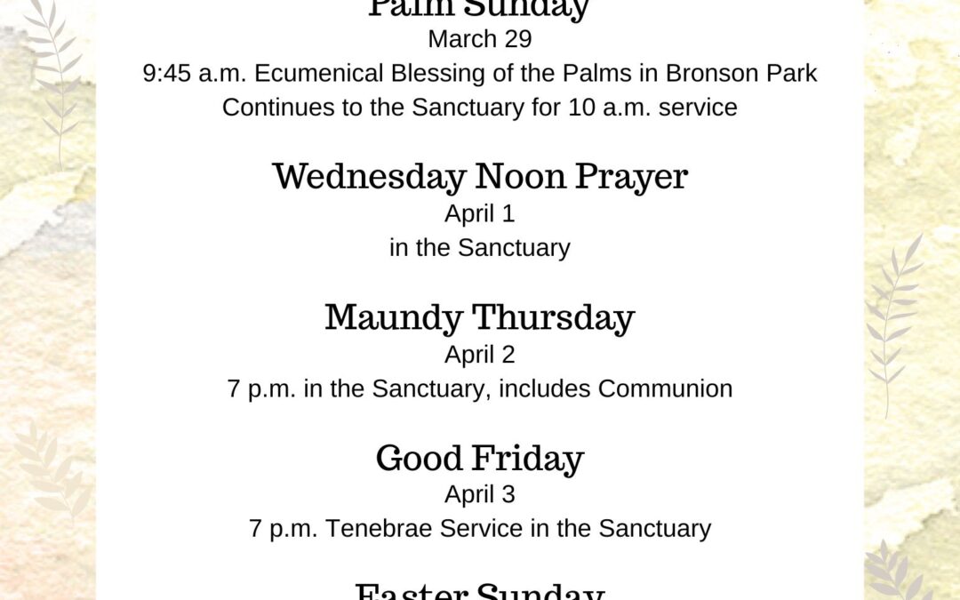 Holy Week Schedule